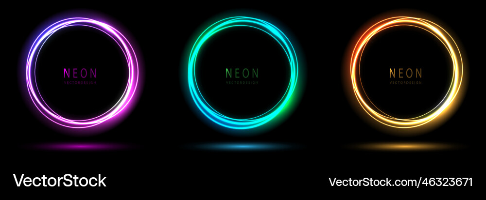 Gradient neon circle frame collection of round Gradient neon circle frame collection of round Vector Image