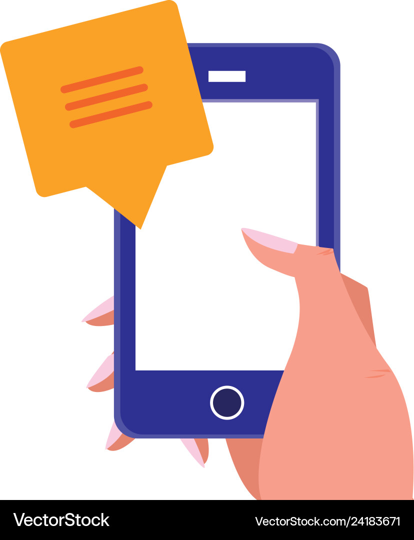 Hand using smartphone with speech bubble Hand using smartphone with speech bubble vector image