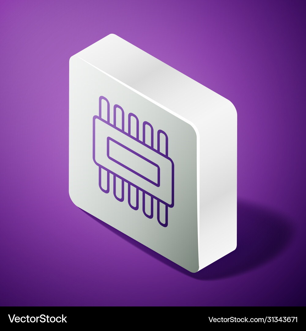 Isometric line computer processor Isometric line computer processor vector image