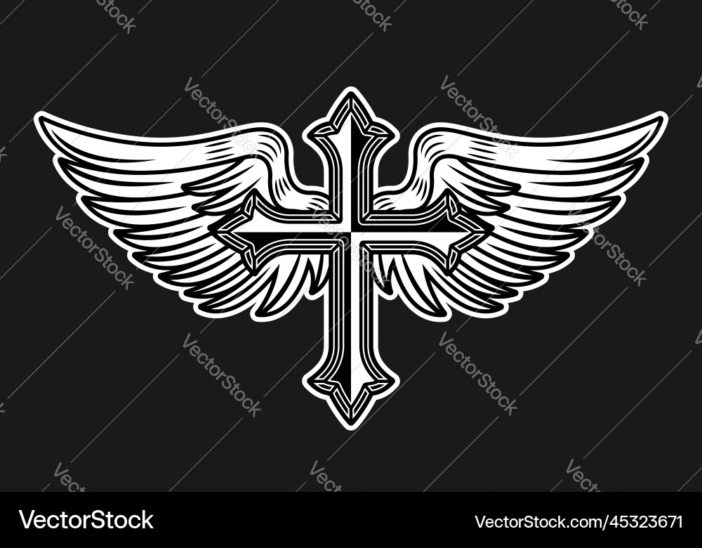 Kreuz mit Engel Flügel Tattoo Stil Kreuz mit Engel Flügel Tattoo Stil vektorbild