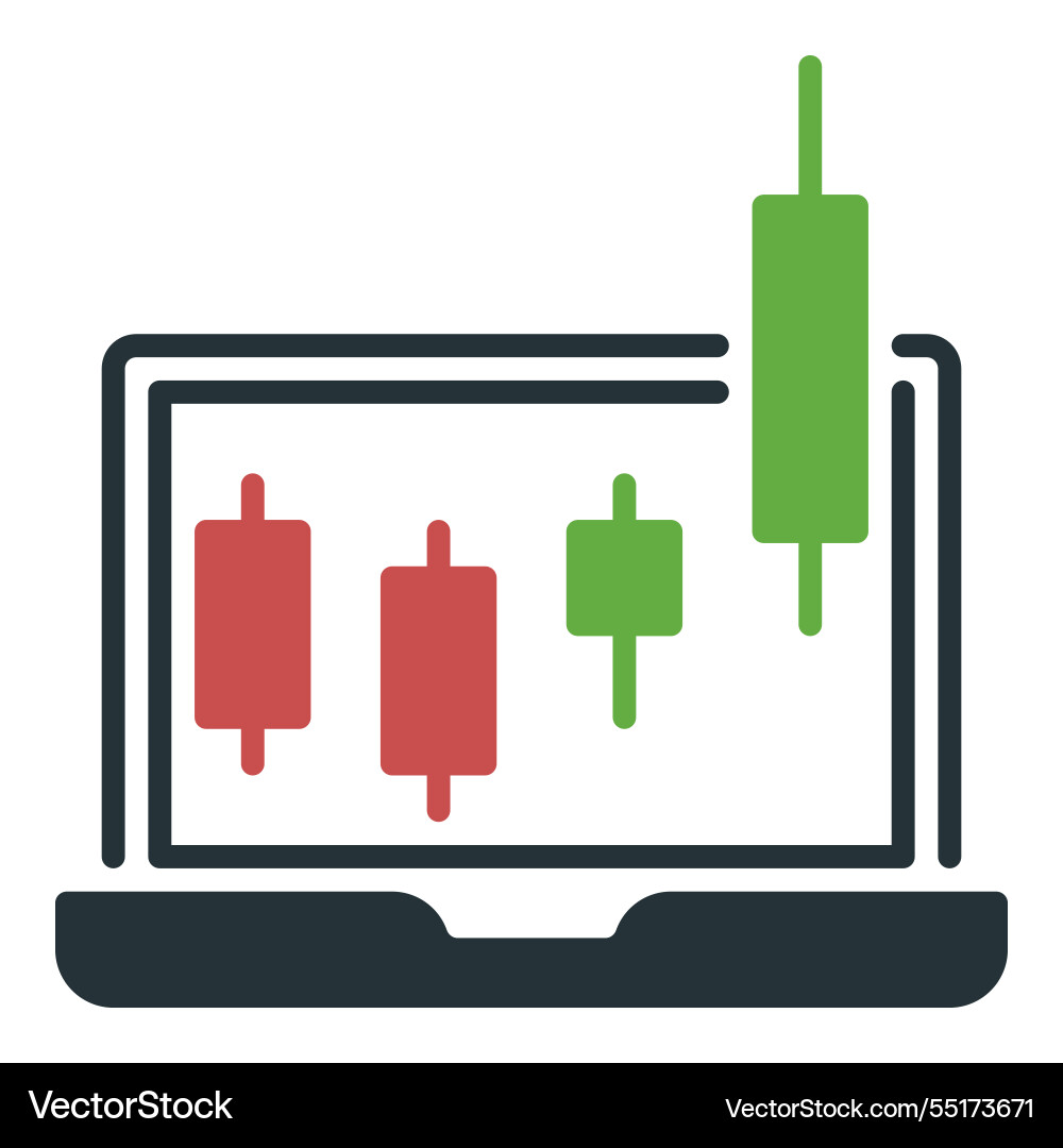 Laptop screen with candlestick pattern margin vector image
