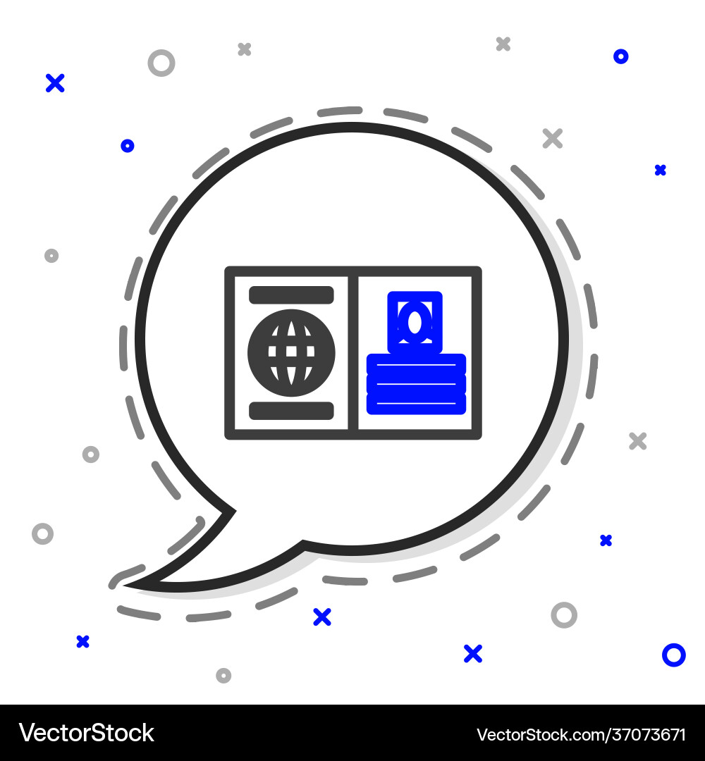 Line passport with biometric data icon isolated Line passport with biometric data icon isolated vector image