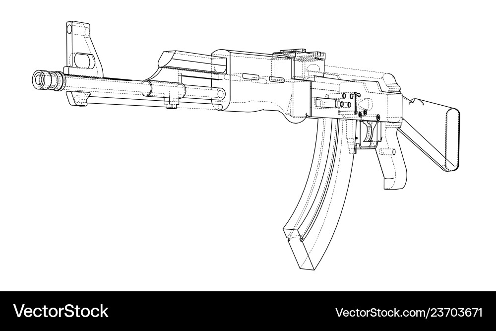 Machine gun rendering of 3d vector image