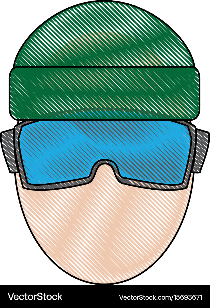 Man character head using vr goggles technology Vector Image