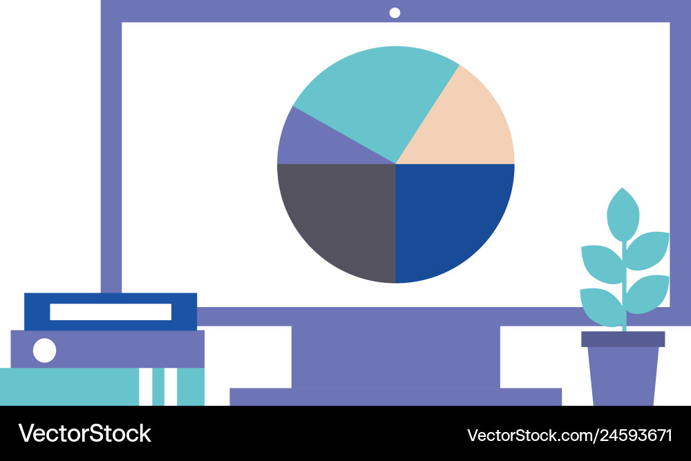Office computer statistics chart pie binders Office computer statistics chart pie binders vector image