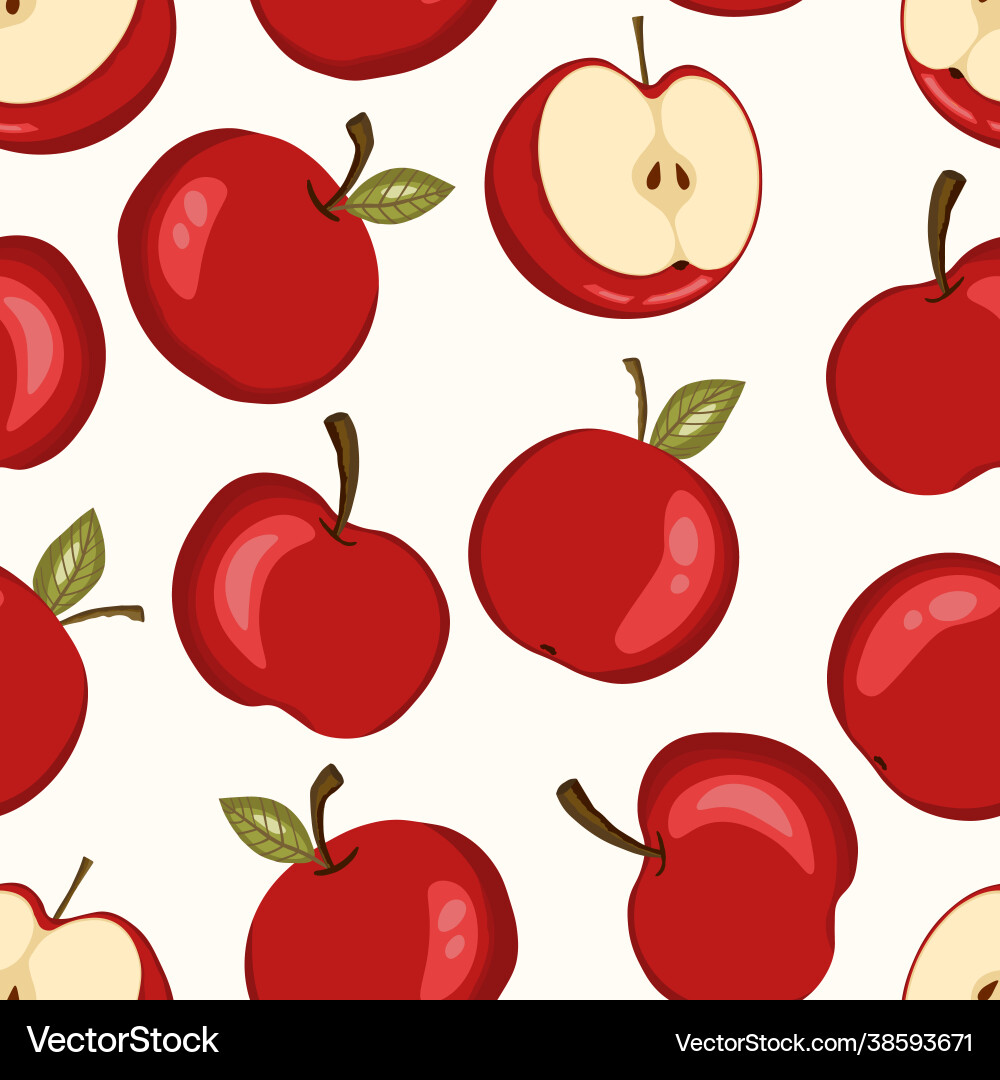 Seamless pattern with apple on white background Vector Image