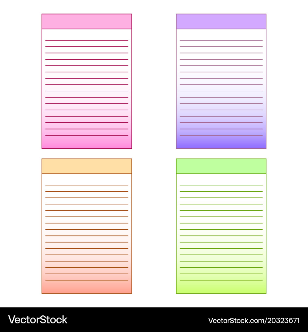 Set of multi-colored page templates for notepad vector image