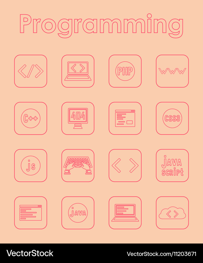 Set of programming simple icons vector image