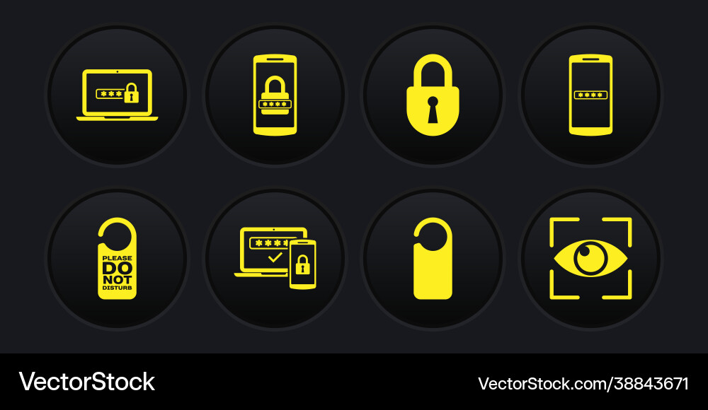 Set please do not disturb mobile and password Set please do not disturb mobile and password vector image