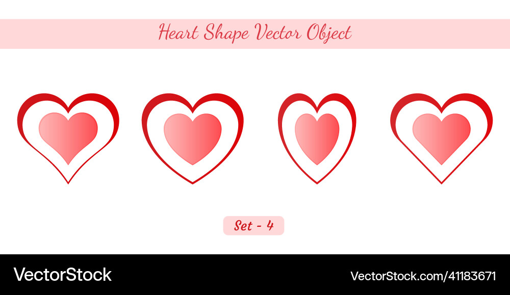 Simple heart shape object set created on white Simple heart shape object set created on white Vector Image
