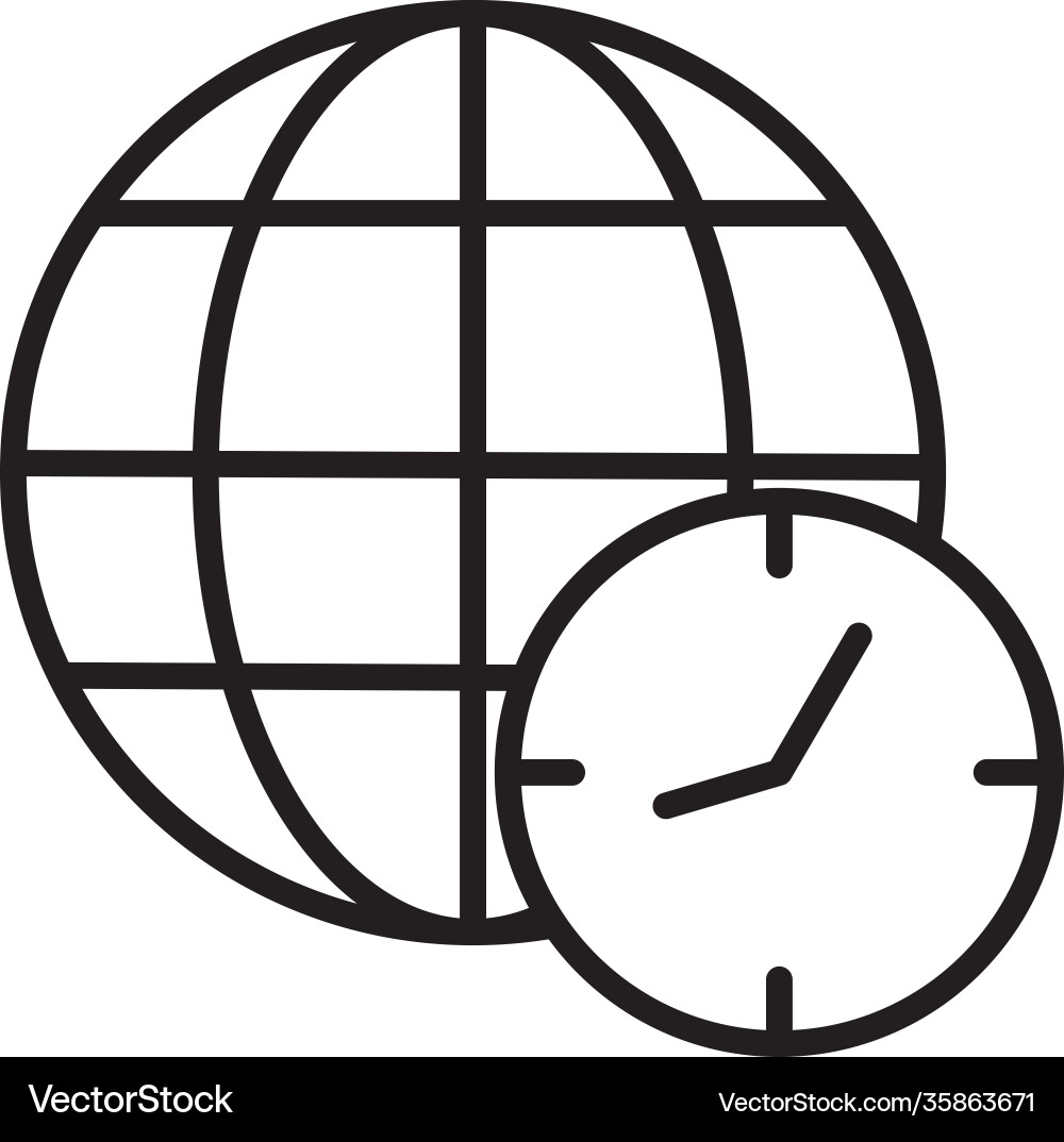 Time clock watch with sphere planet line style Time clock watch with sphere planet line style vector image