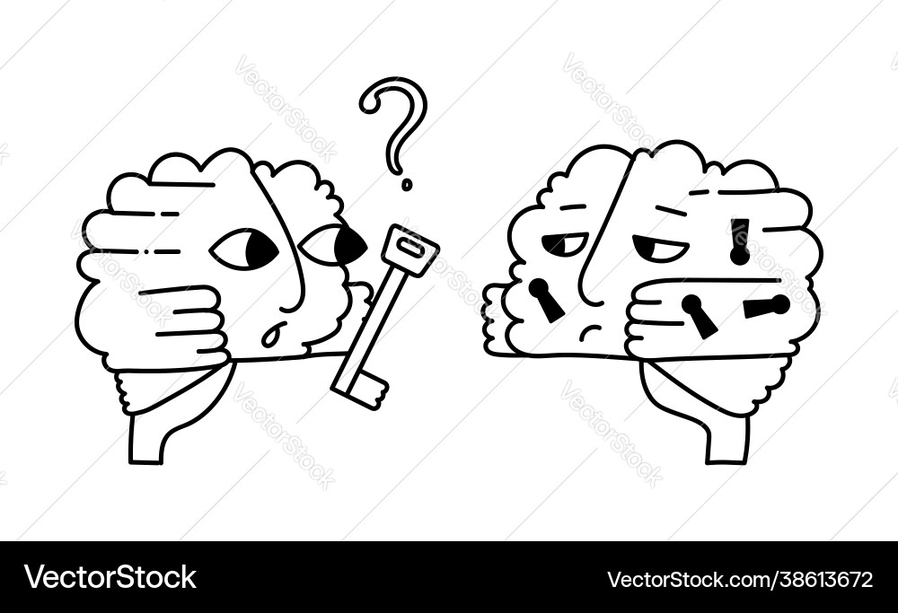 An without color with abstract brains Vector Image