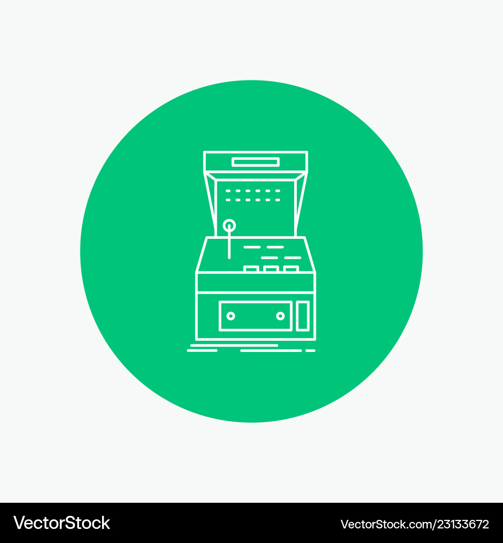 Arcade console game machine play white line icon Vector Image