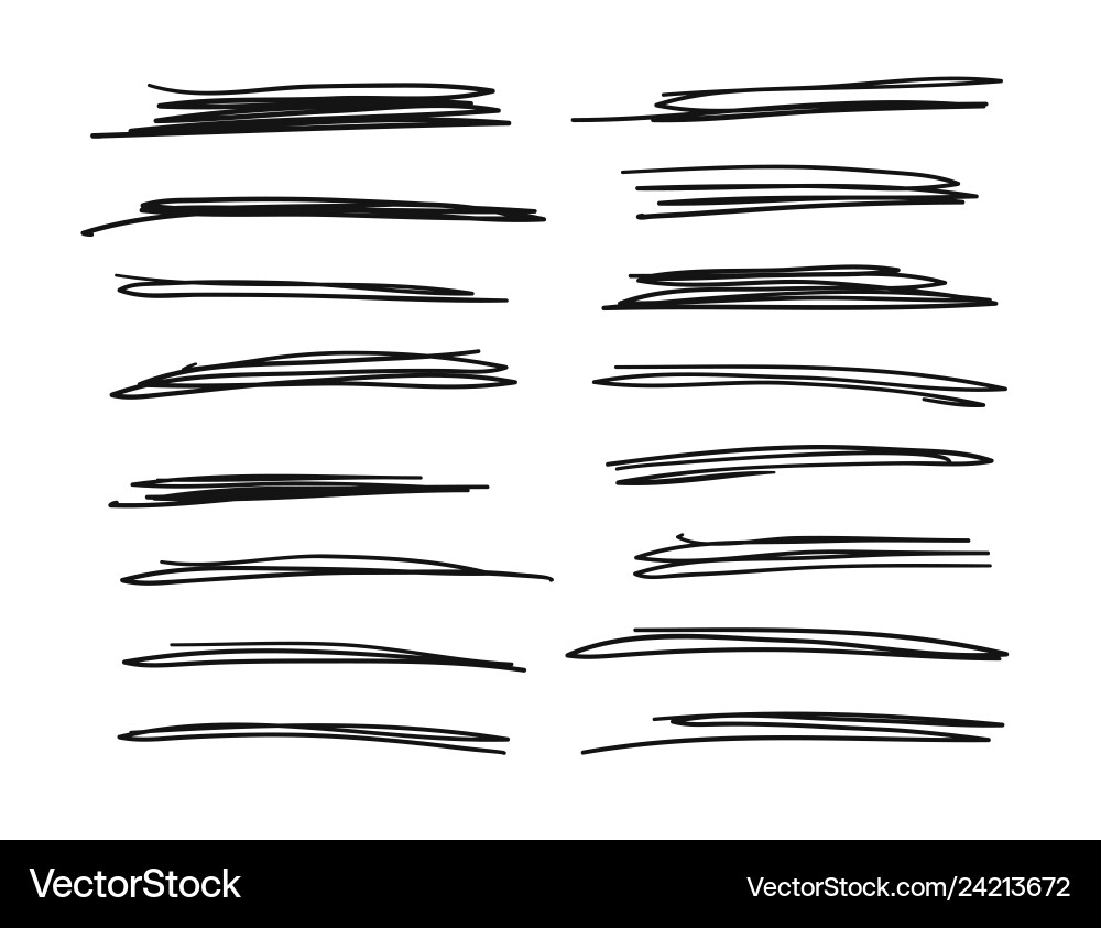 Black Doodle Set - Crossed Lines vector image