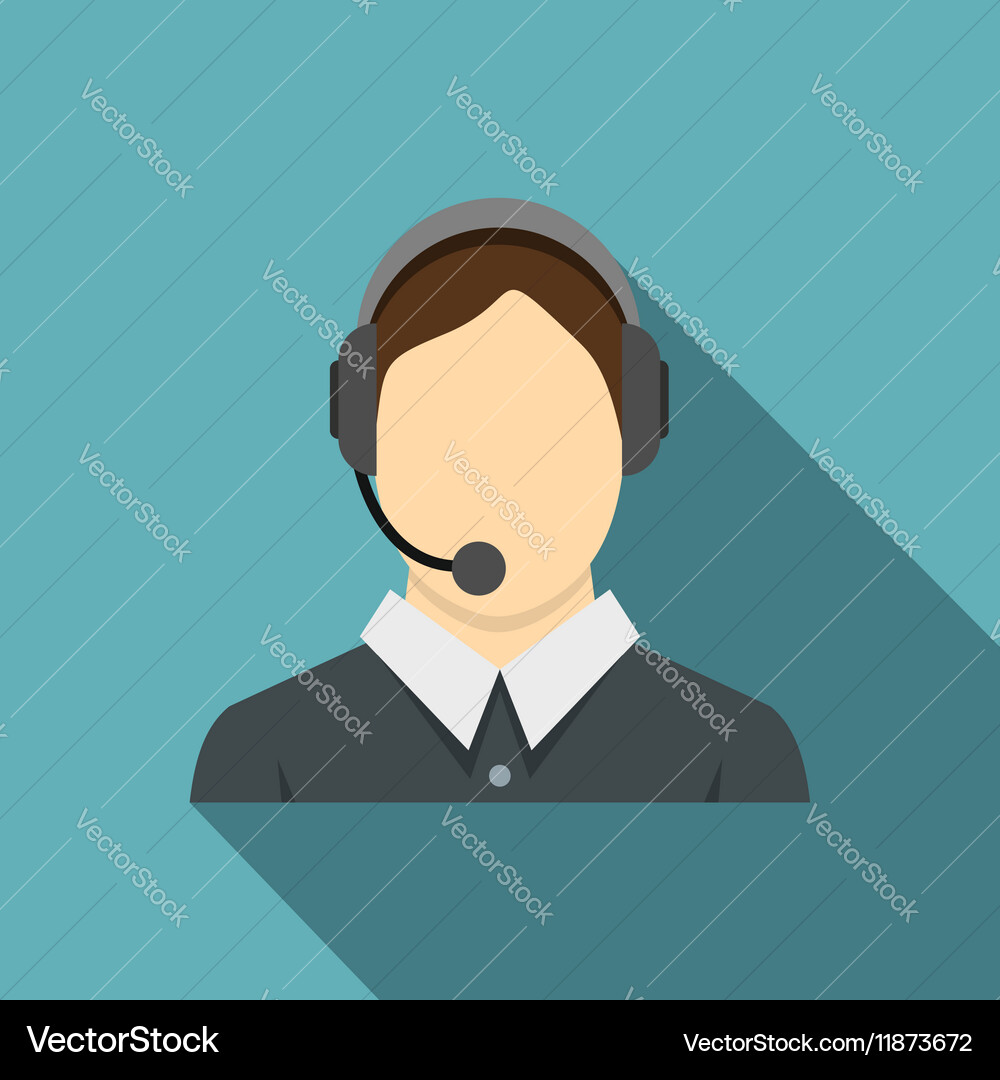 Call center operator icon flat style Vector Image