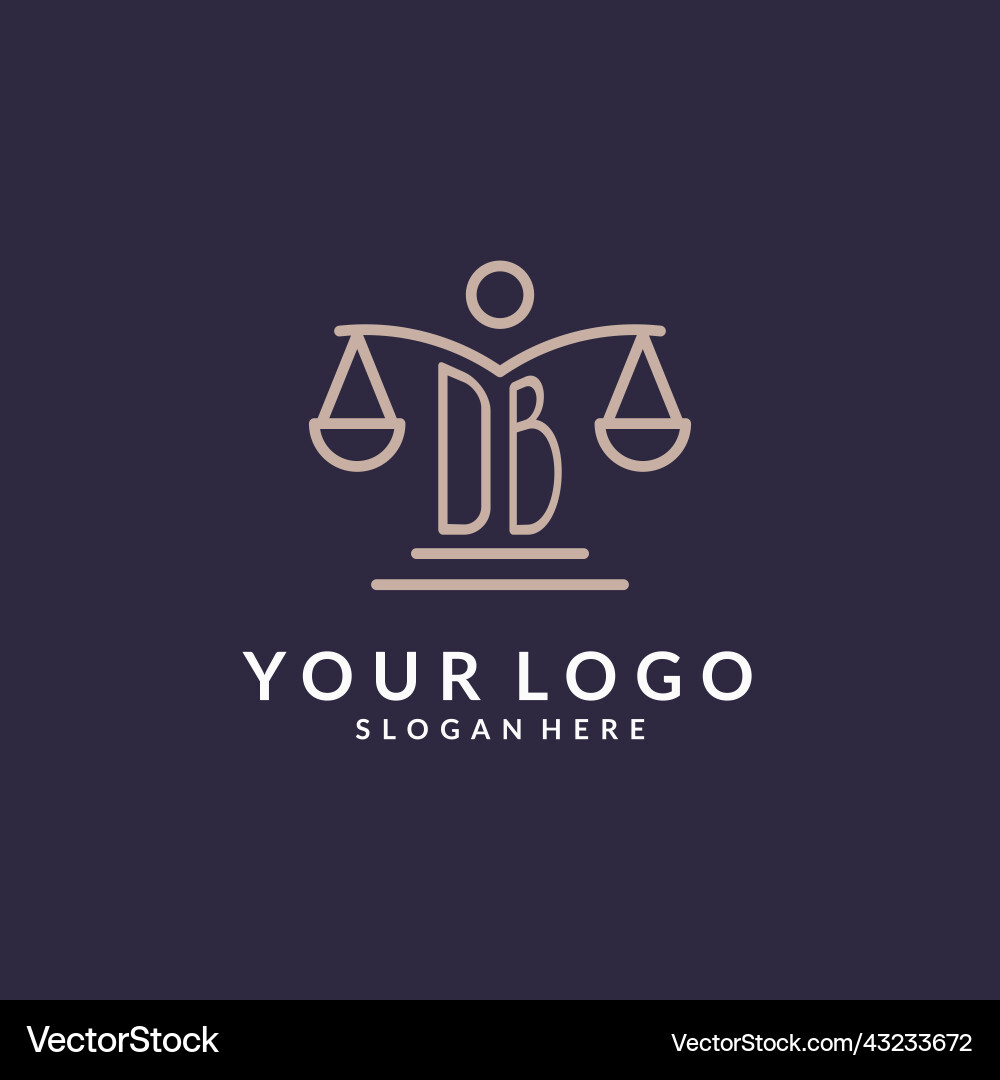 Db initials combined with the scales of justice Vector Image