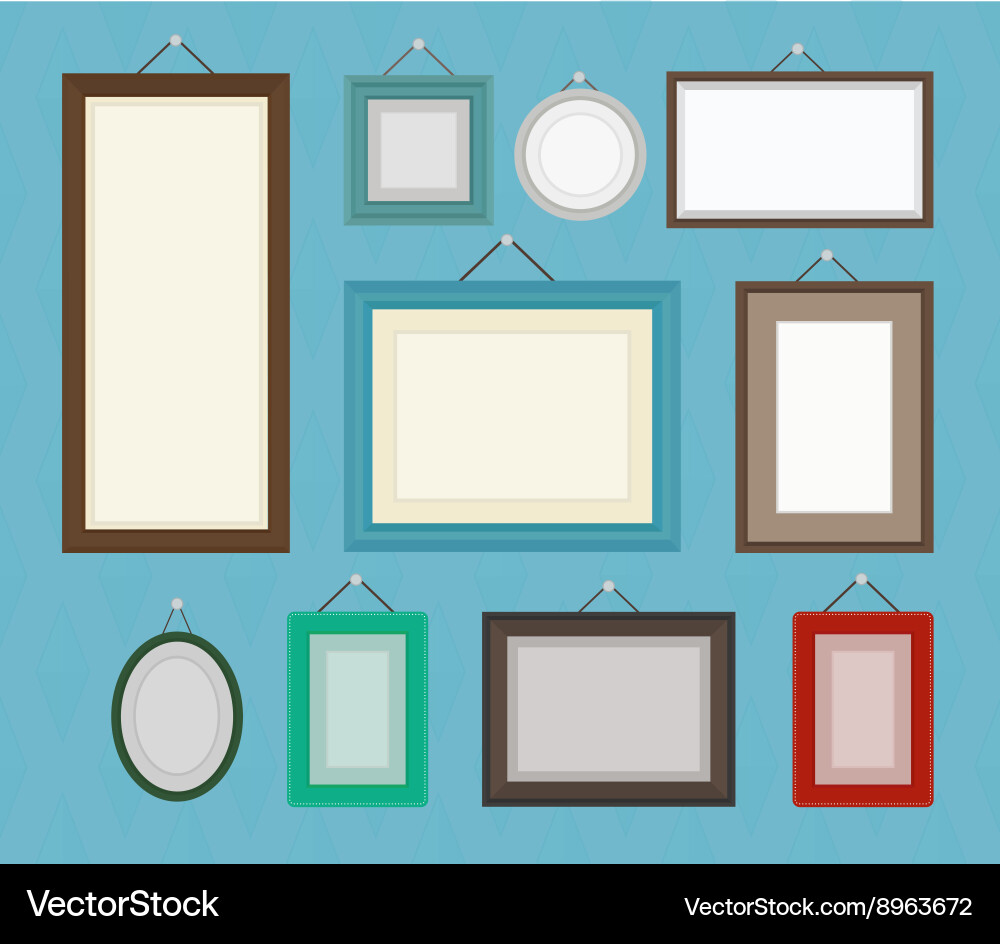 Different color blank picture frame template vector image