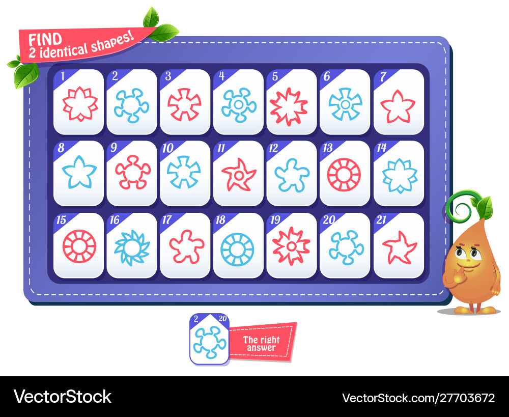 Find Two Matching Shapes Game vector image