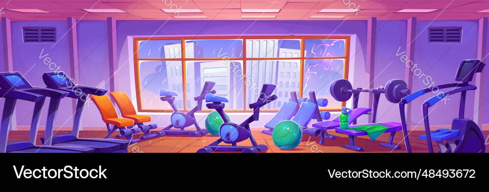Fitness gym interior sport workout room Fitness gym interior sport workout room vector image