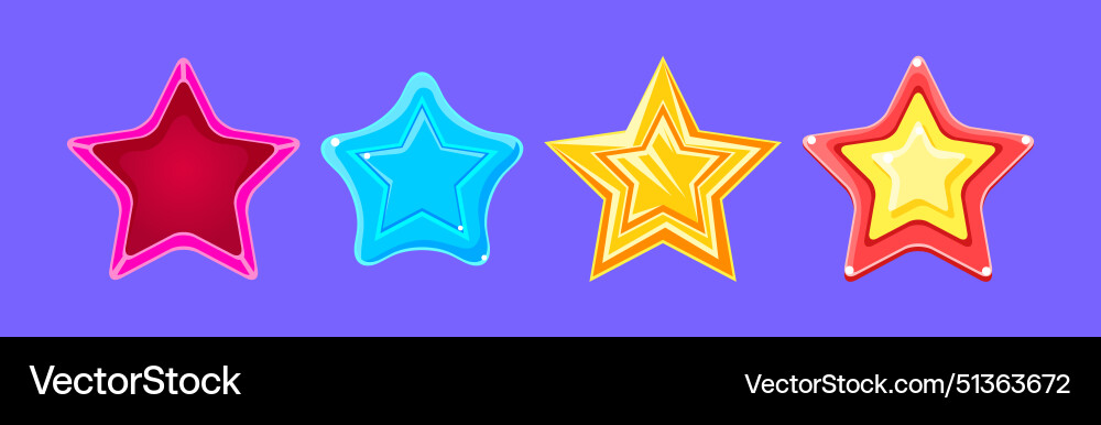Game ui glossy star object and item set Game ui glossy star object and item set vector image