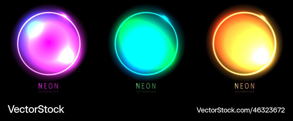 Gradient neon circle frame collection of round Vector Image