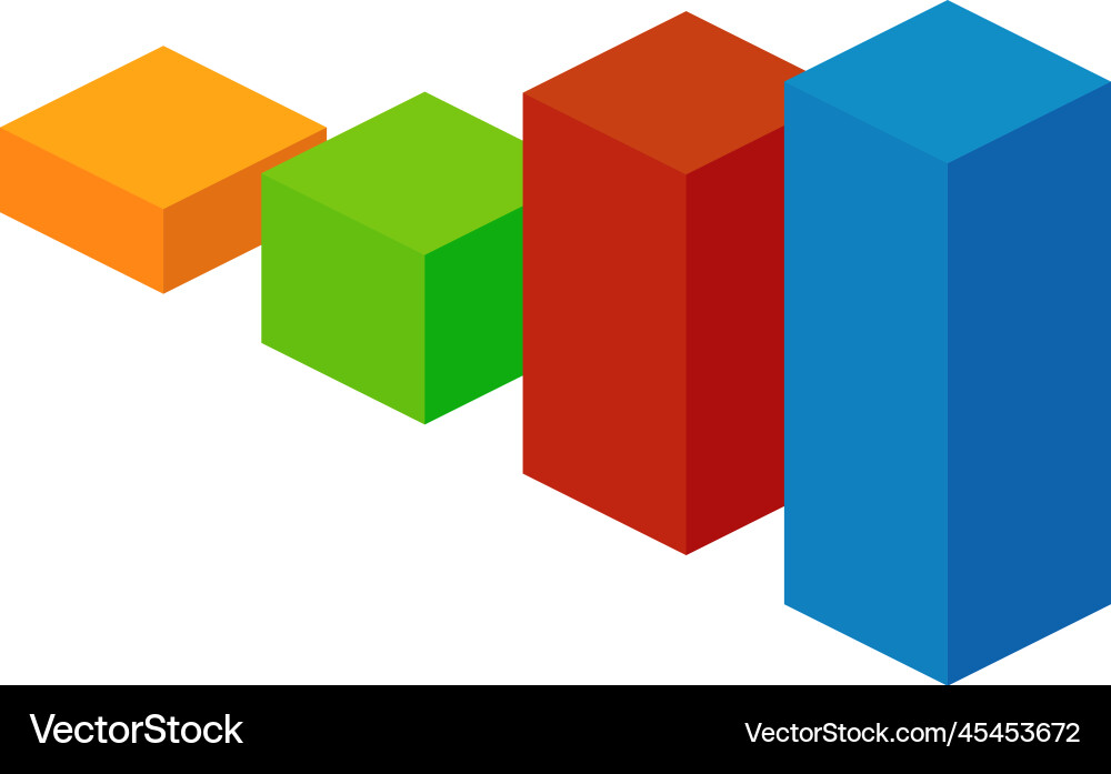 Isometric column chart color 3d diagram icon Isometric column chart color 3d diagram icon vector image