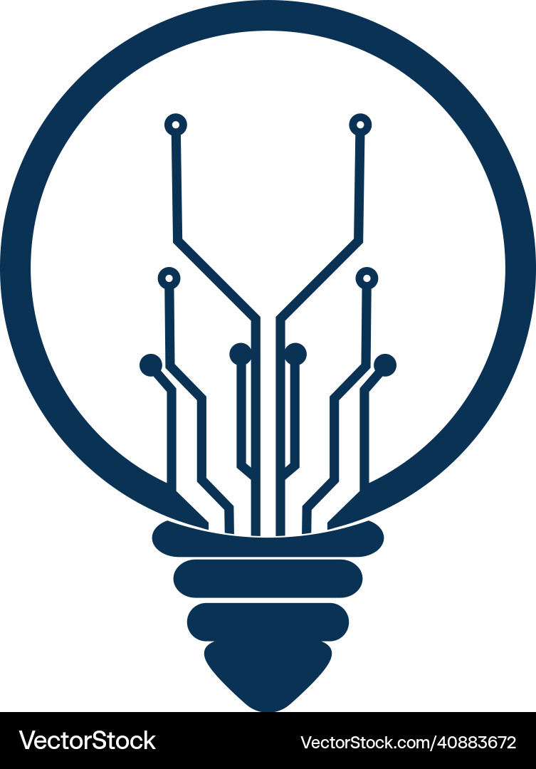 Light bulb idea icon with circuit board inside vector image