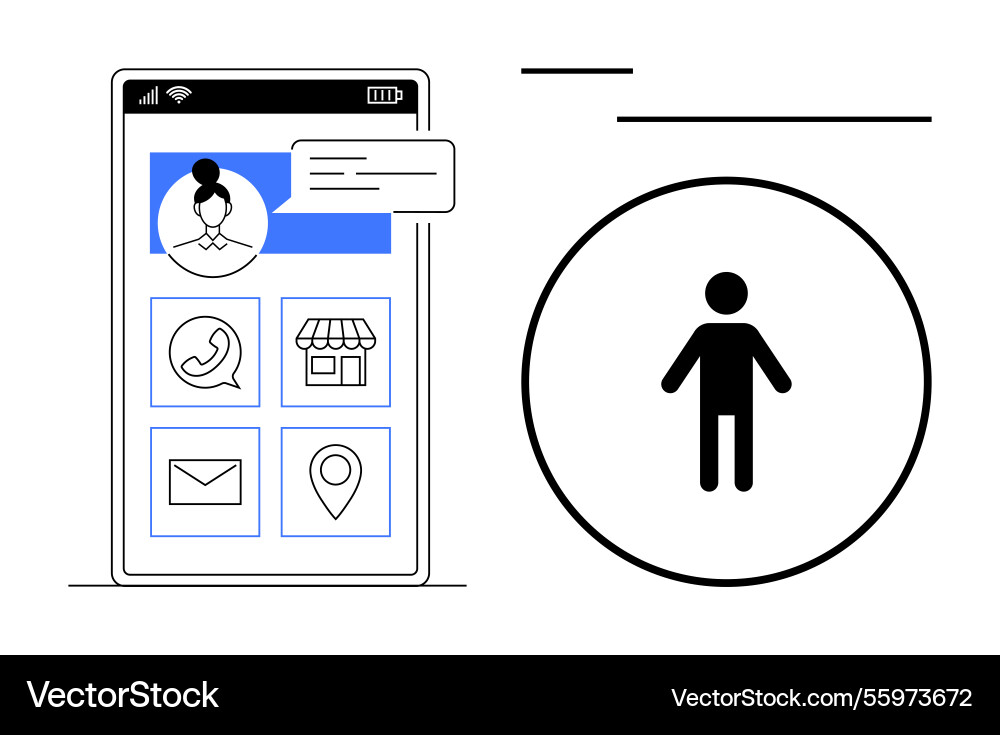 Mobile user interface with contact icons Mobile user interface with contact icons vector image