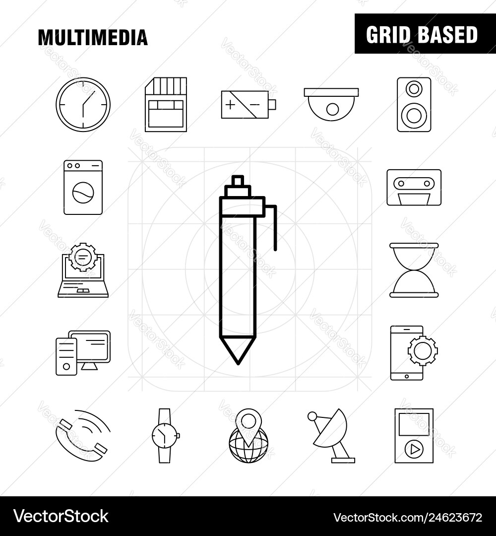 Multimedia line icon for web print and mobile Multimedia line icon for web print and mobile Vector Image