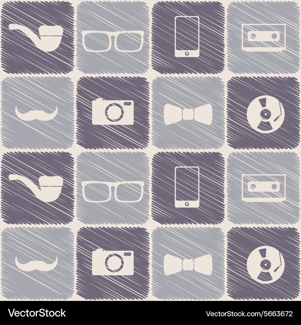 Seamless background with different hipster objects Vector Image