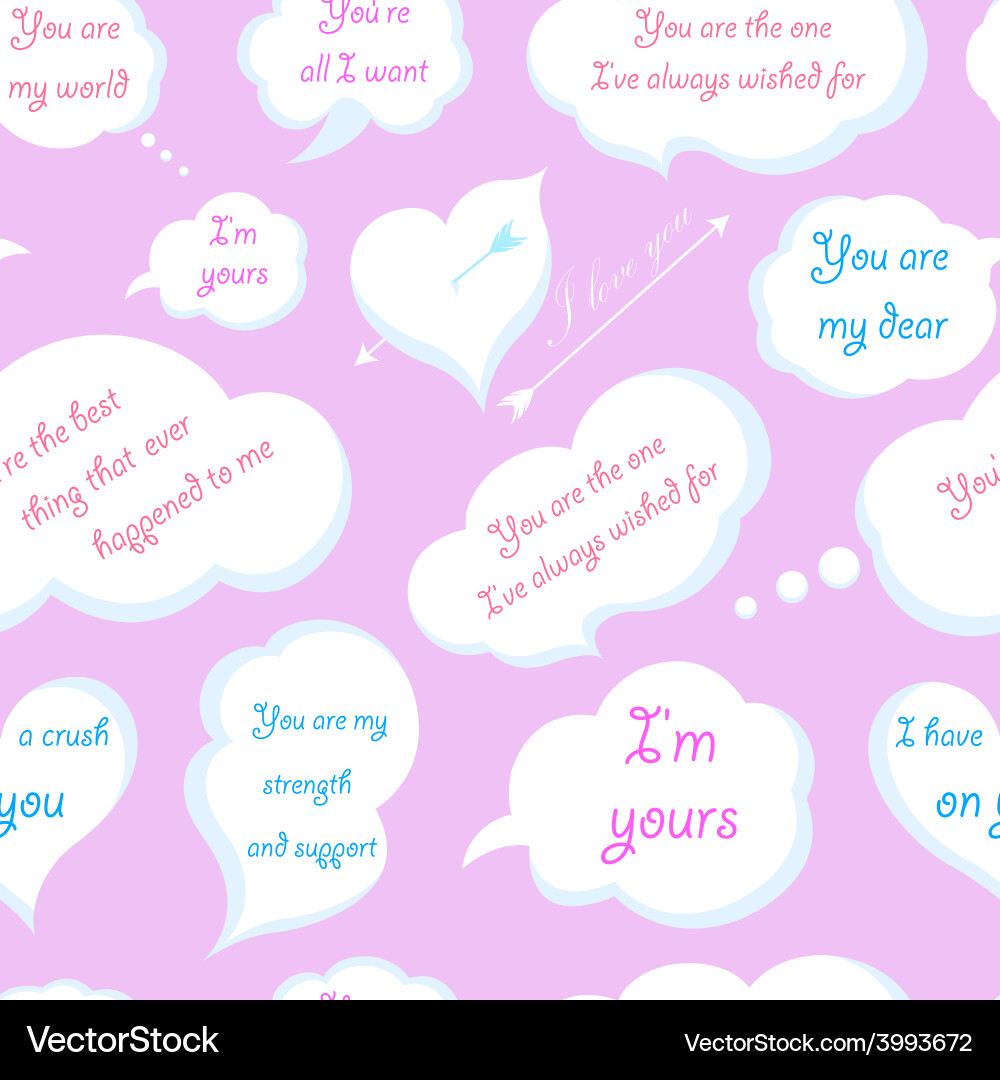 Seamless pattern of clouds with declarations Vector Image