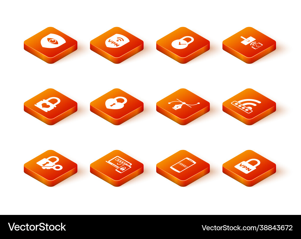 Set lock and key two steps authentication vector image