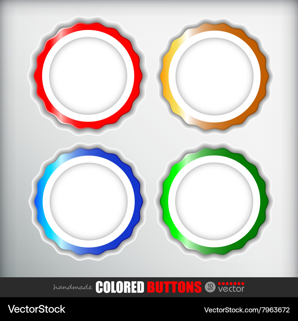 Set of 4 round buttons normalup over pressedactive vector image