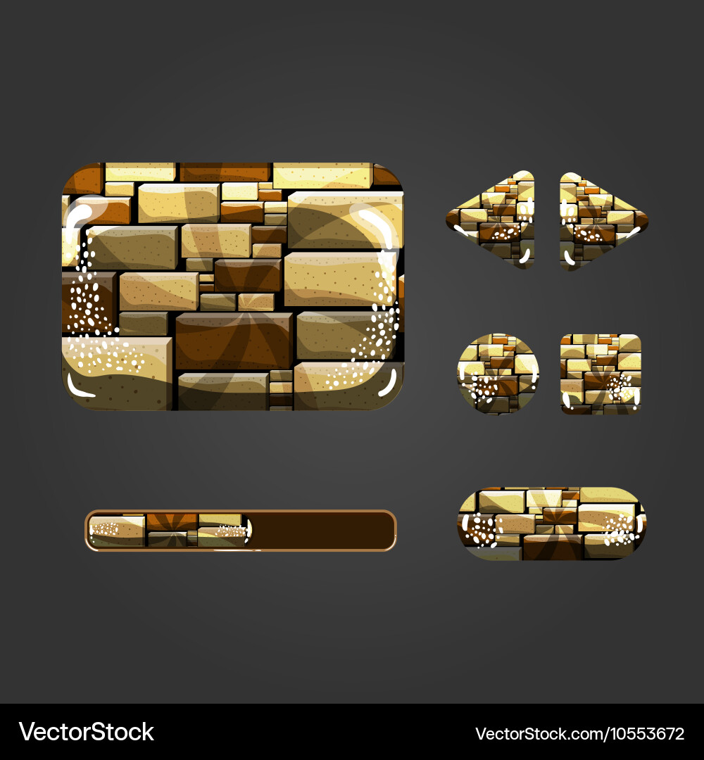 Set of stone different buttons vector image
