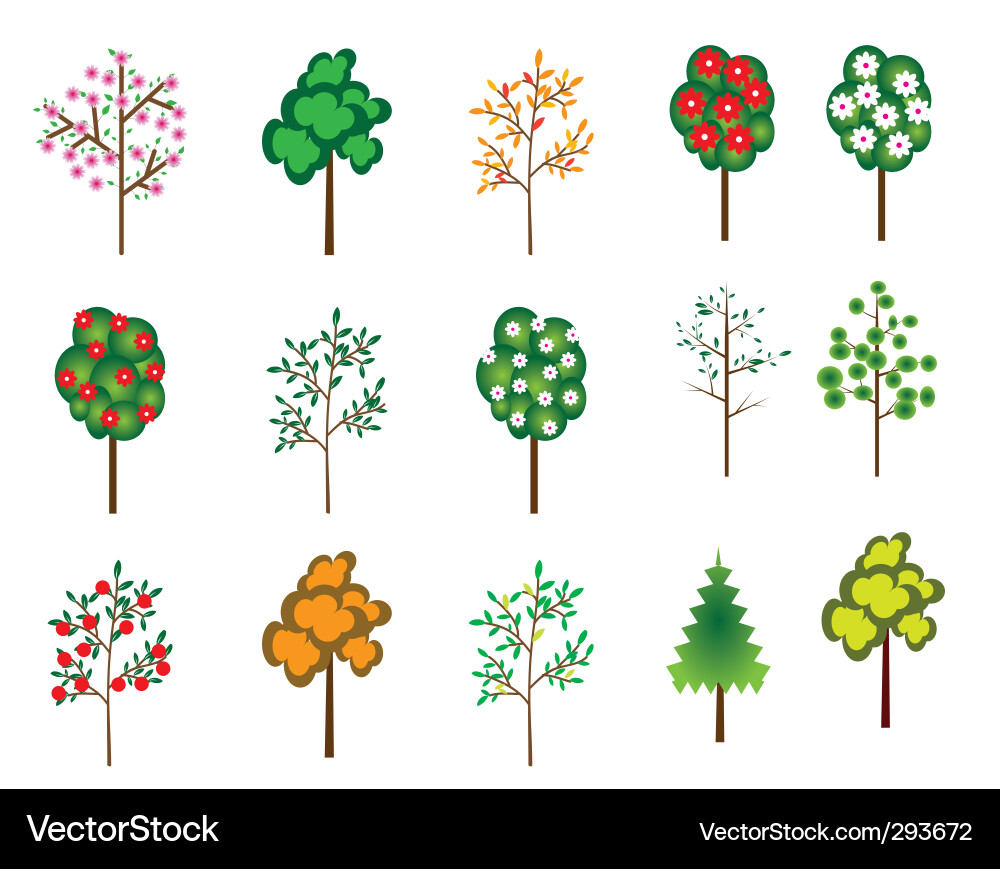 Tree Icons Set vector image
