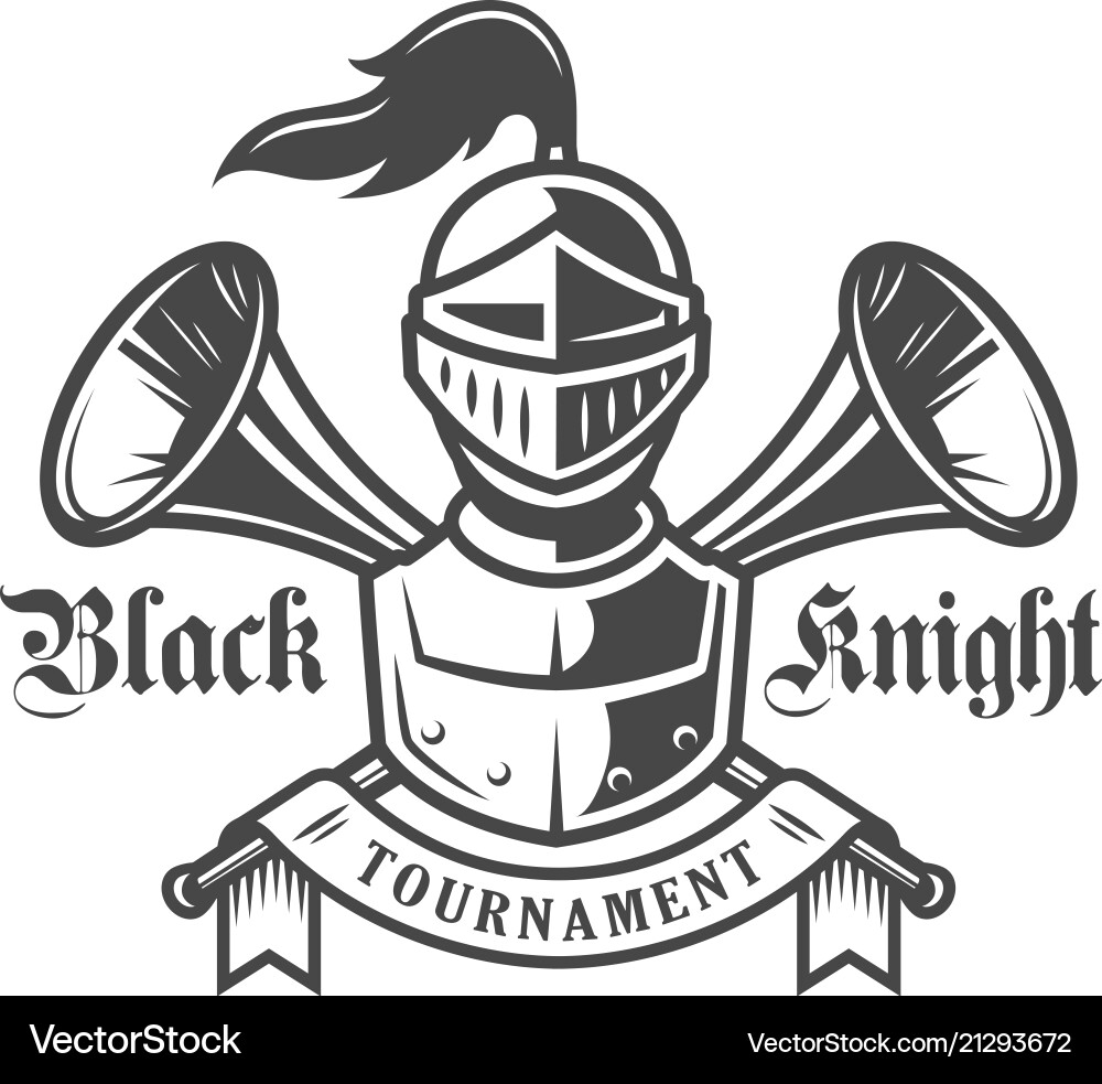 Vintage medieval knight monochrome label Vintage medieval knight monochrome label vector image