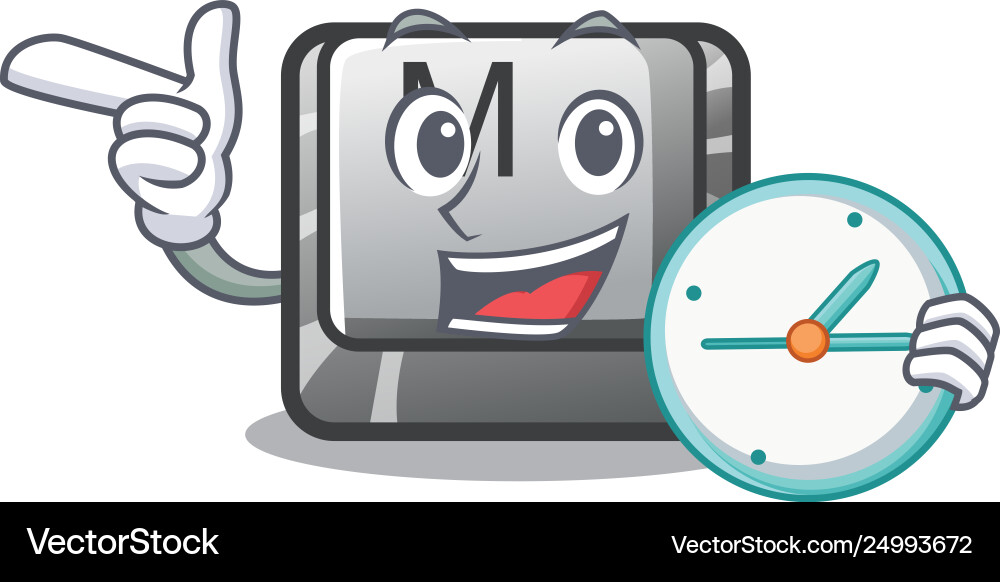 With clock button m in character shape With clock button m in character shape Vector Image