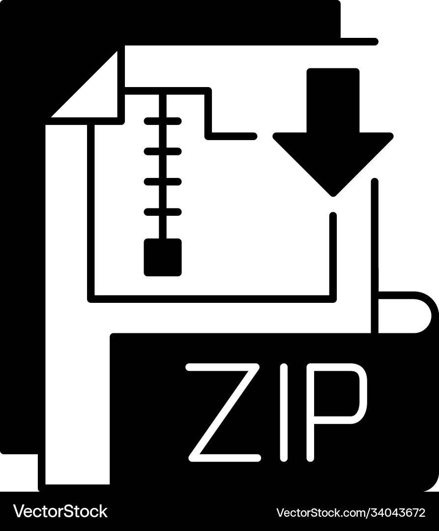 Zip file black linear icon Zip file black linear icon vector image