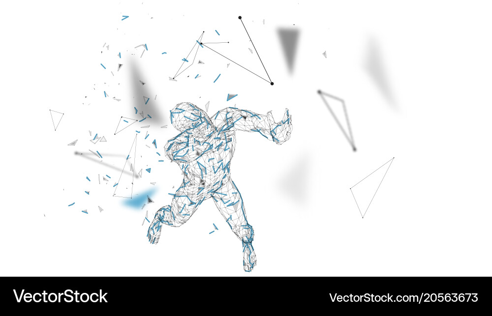 Conceptual abstract man with hands up connected vector image