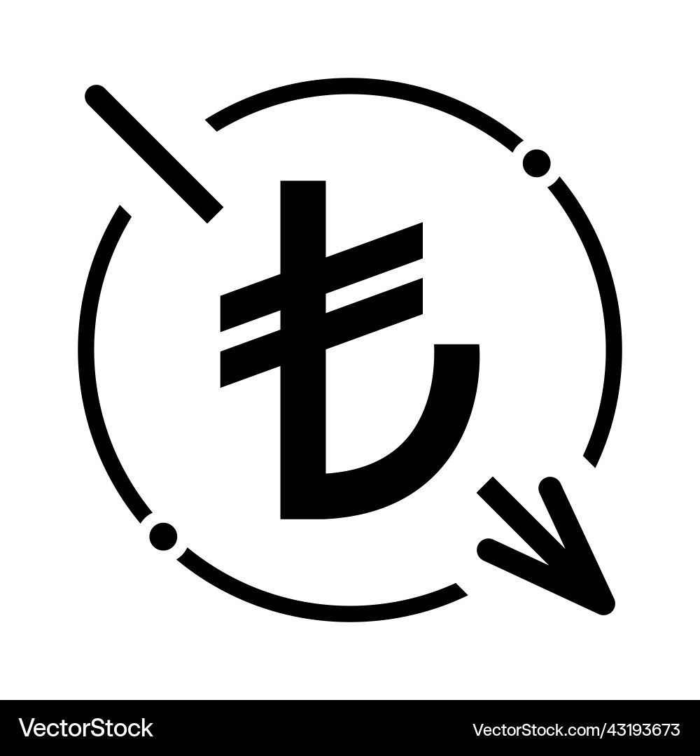 Cost reduction- decrease turkish lira icon symbol Cost reduction- decrease turkish lira icon symbol vector image