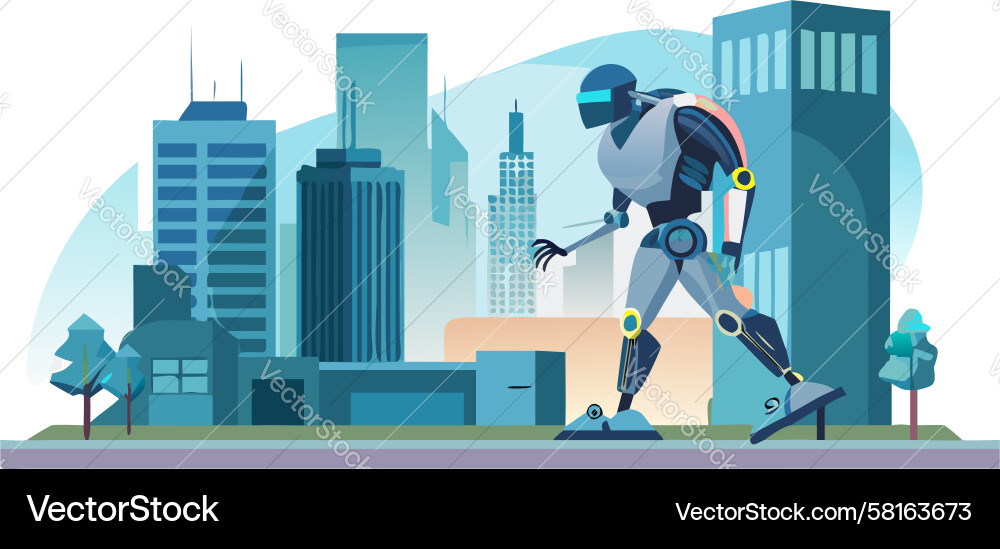 Cyberpunk Robot - AI Machine Vector Image