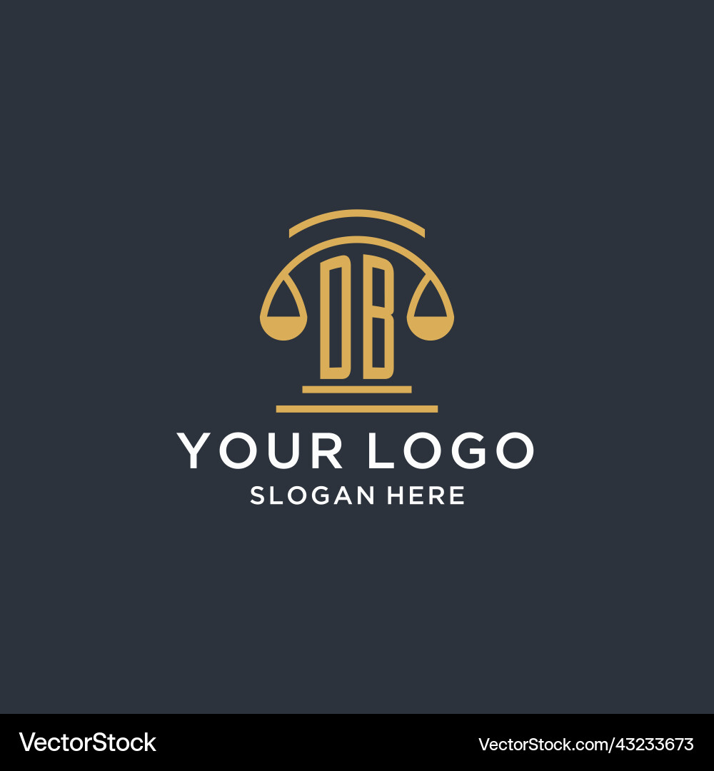 Db initial with scale of justice logo design Vector Image