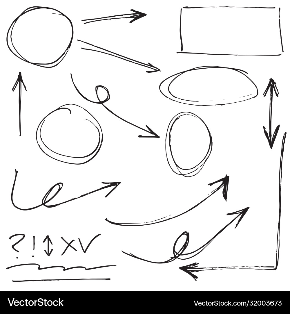 Doodle design element lines arrows check Doodle design element lines arrows check Vector Image