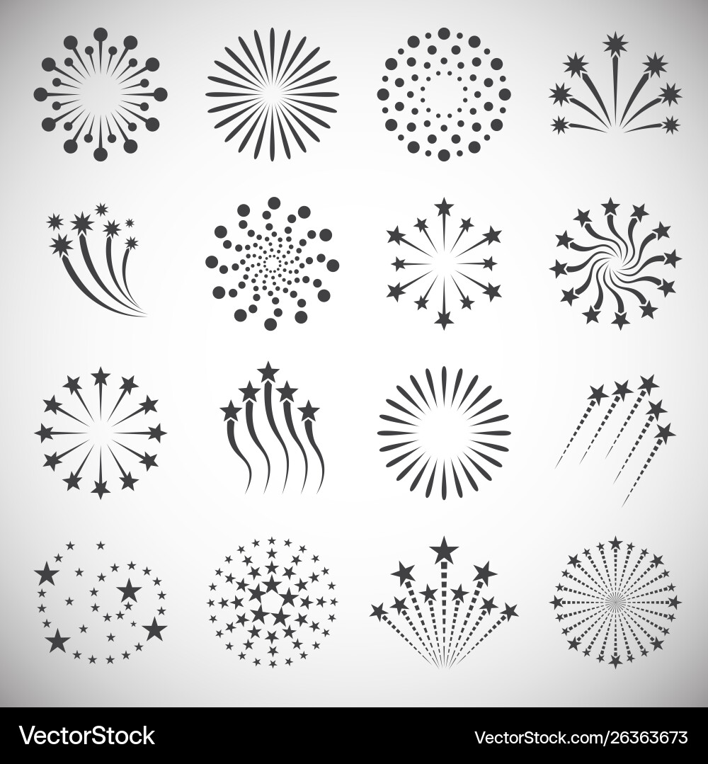 Firework related icons set on background Firework related icons set on background vector image