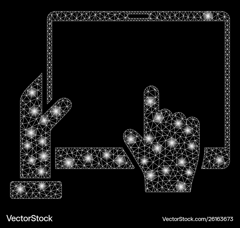 Flare mesh wire frame hand points pda with Flare mesh wire frame hand points pda with vector image