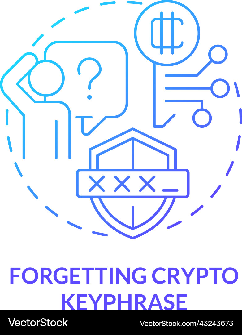 Forgetting crypto keyphrase blue gradient concept Forgetting crypto keyphrase blue gradient concept vector image