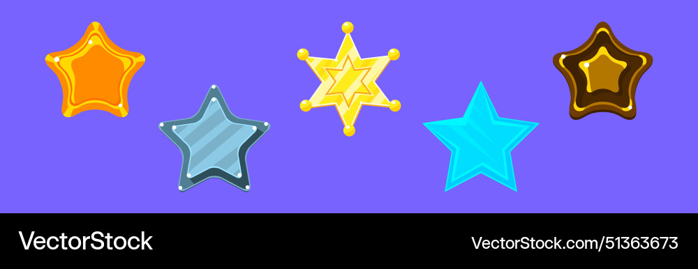Game ui glossy star object and item set Game ui glossy star object and item set vector image