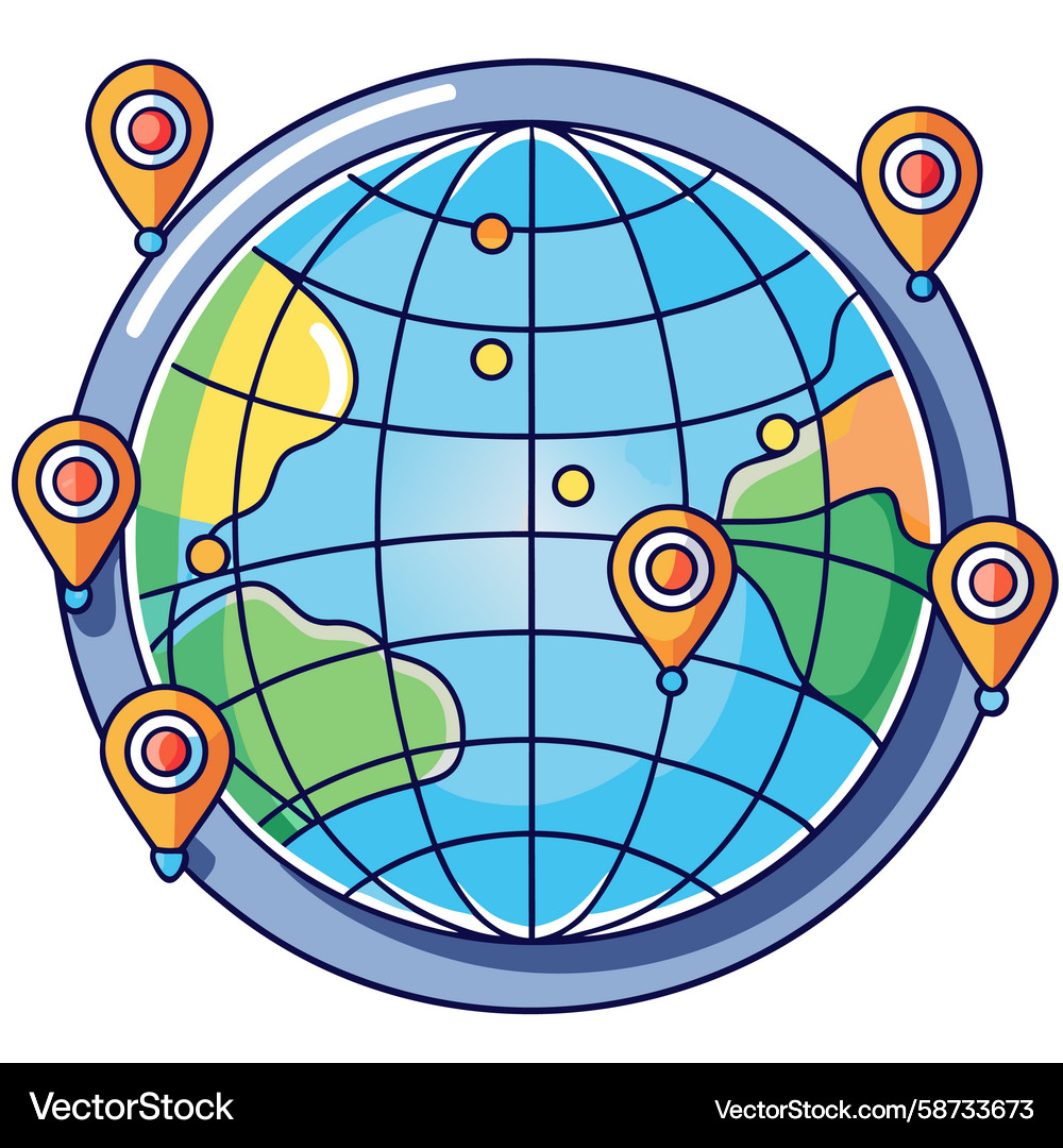 Global Location Map with Pins Vector Image
