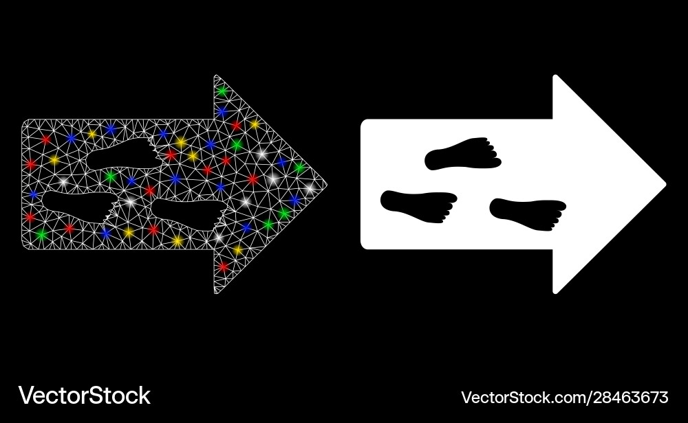 Glossy mesh network exit direction icon with flash vector image