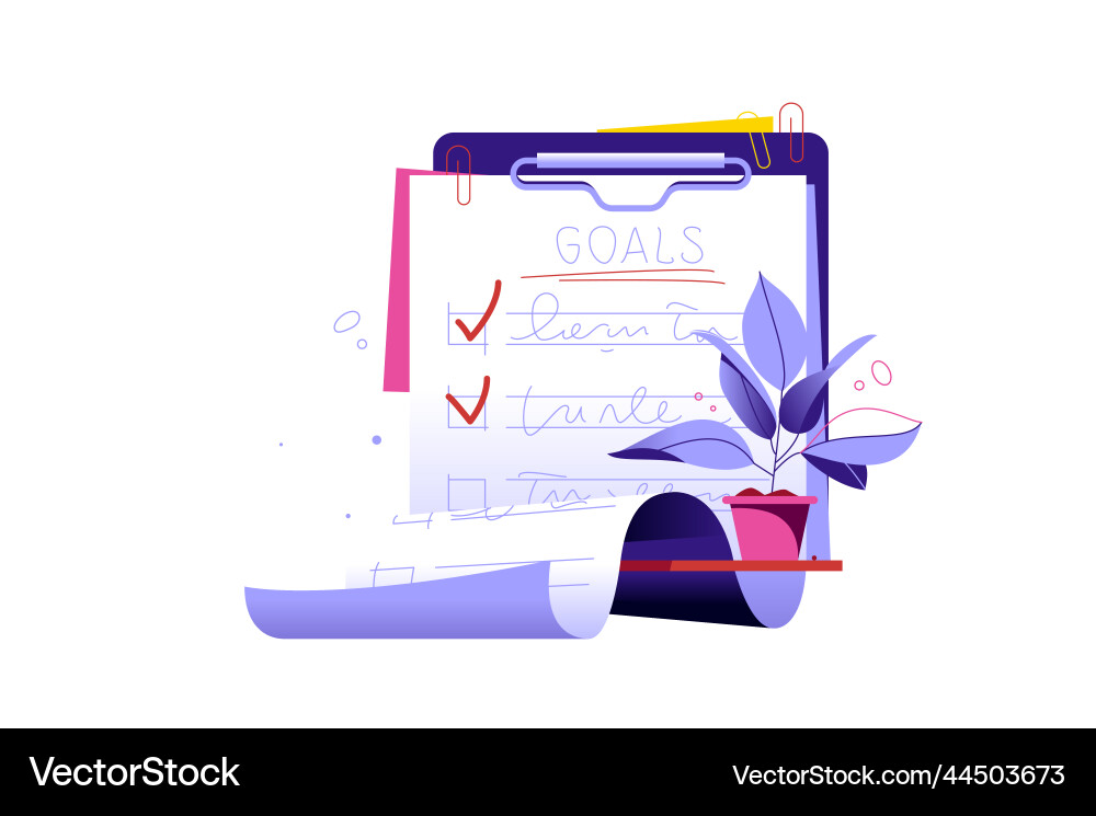 Goals or checklist checkbox with red check marks Goals or checklist checkbox with red check marks vector image